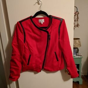 Fab Bright Red Chaus Zippered Blazer Jacket